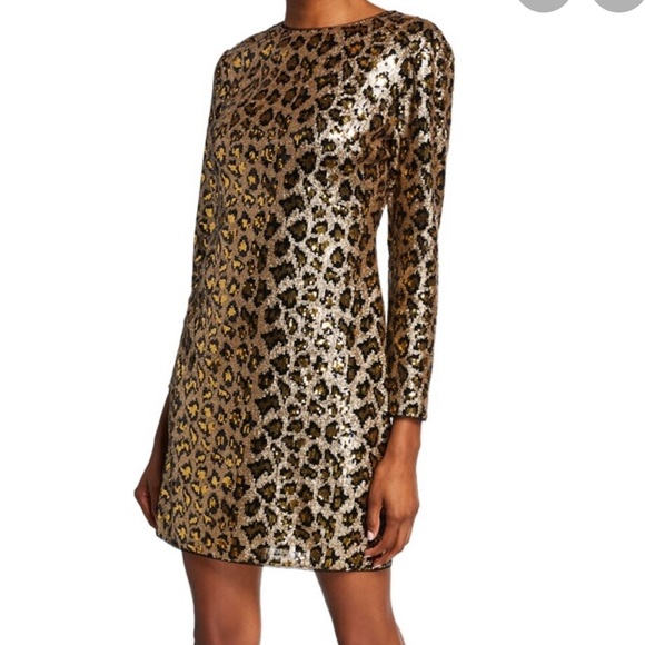 Aidan Matrix Leopard Sequin Sheath Dress - Picture 2 of 5